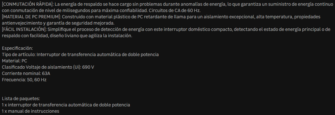 INTERRUPTOR DE TRANSFERENCIA